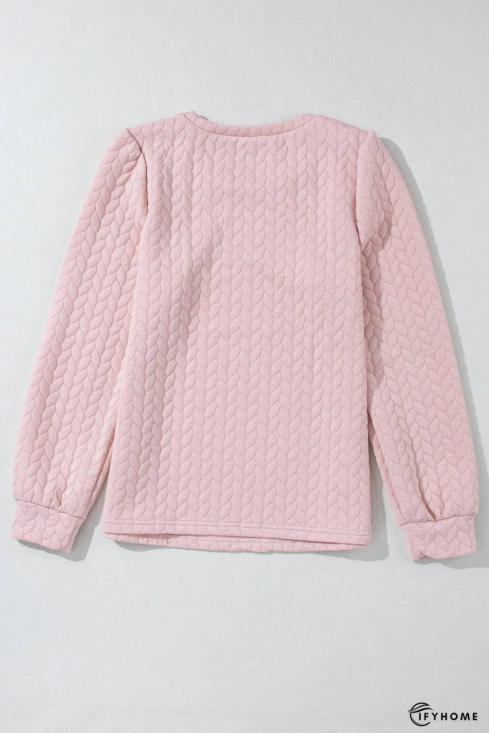 Rosy Waffle Quilted Puff Sleeve Sweatshirt | IFYHOME