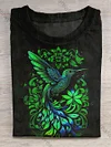 Unisex Hummingbird Art Print Crew Neck T-Shirt