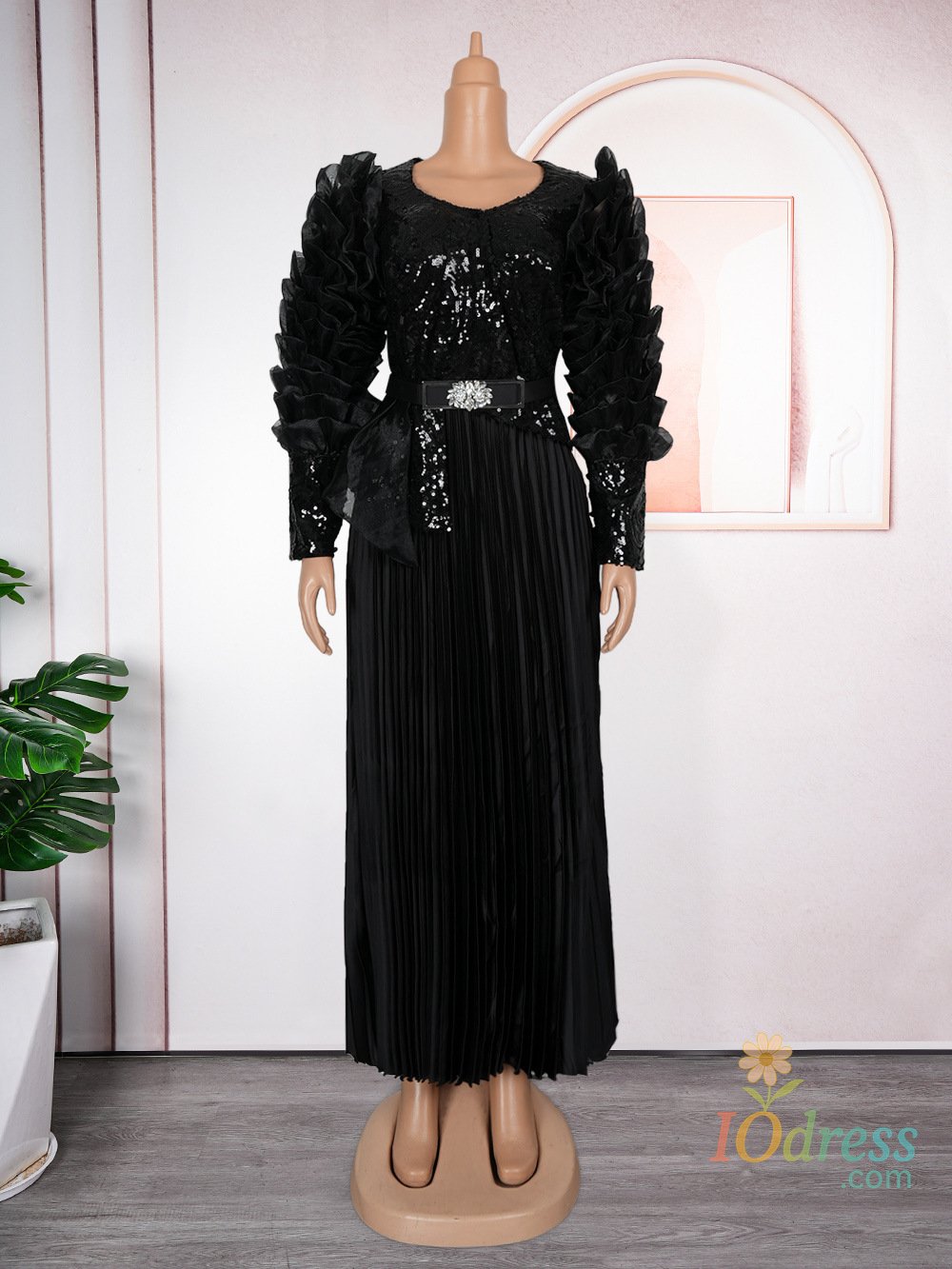 IO Dress Sequin Beaded Banquet Dress African New Style Women's Plus Size High Waist Dress