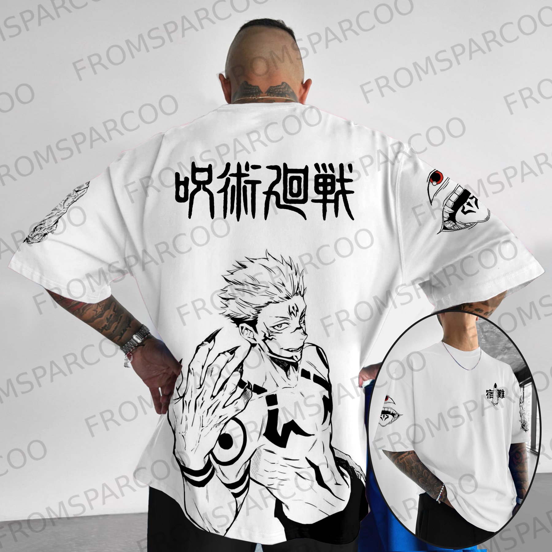 Oversized Casual Jujutsu Kaisen Villain Print T-Shirt