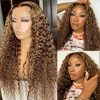 Black Brown Brazilian Water Wave 360 Lace Frontal Curly Wigs