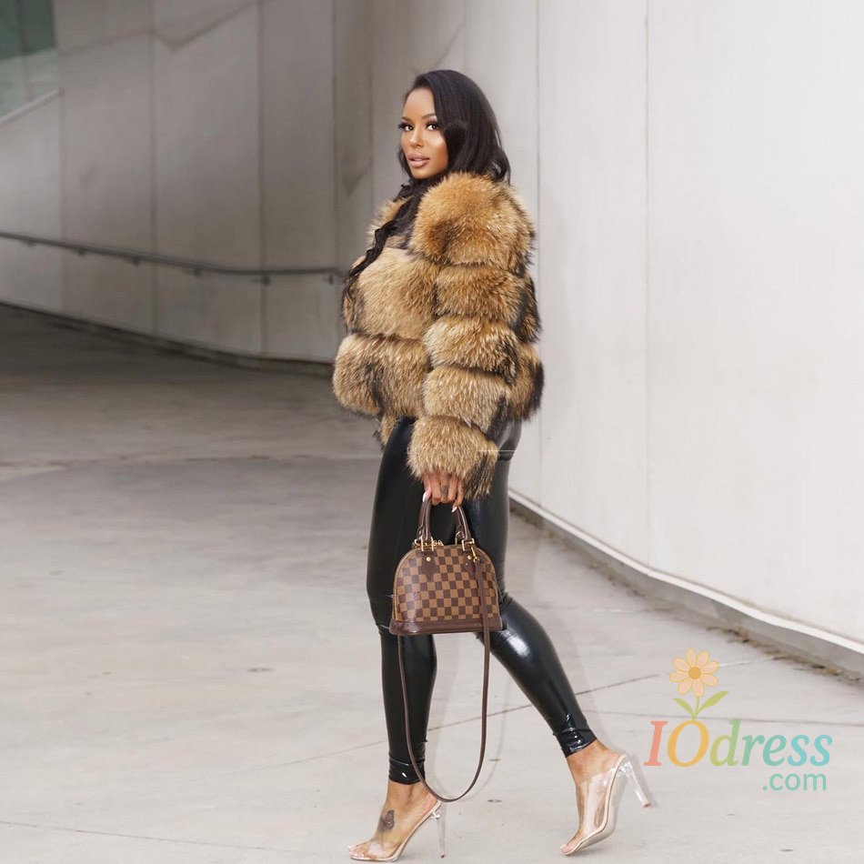 IO Dress 2025 Maomaokong Real Fur Coat Women Natural Raccoon Fur Jacket Female Winter Warm Fox Fur Coat High Quality Long Sleeve With Hat
