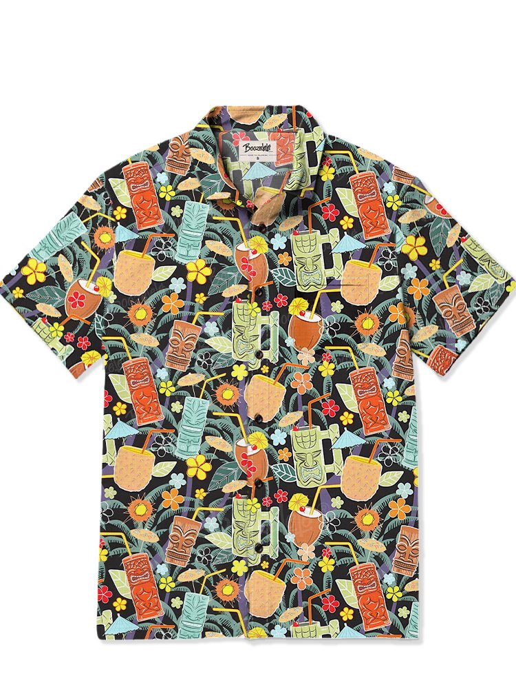 Hawaiian Tiki Cocktail - 100% Cotton Shirt