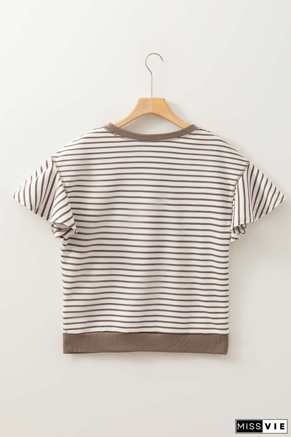 Sequin Rodeo Patch Pattern Striped Ruffled Sleeve Summer Top