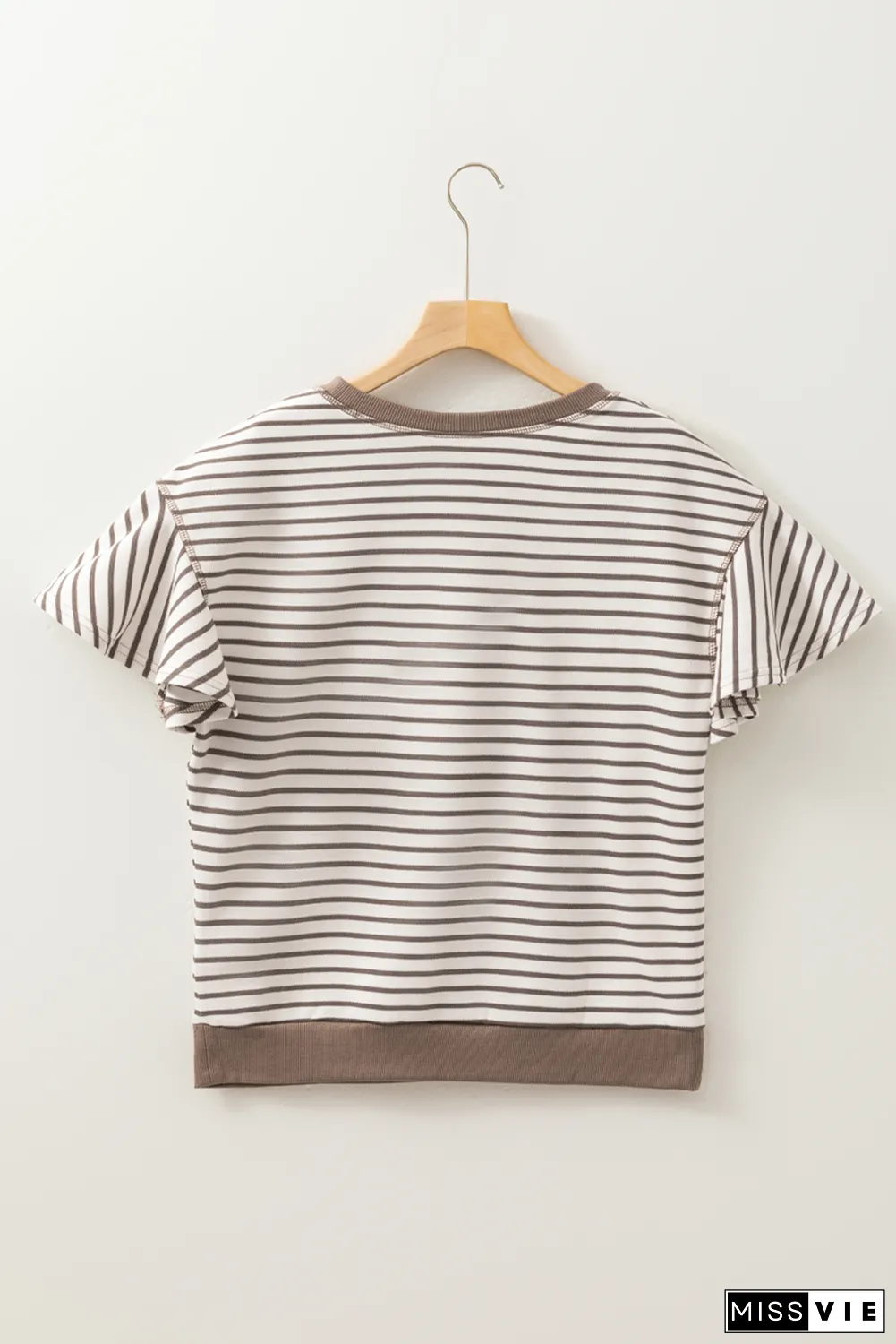 Sequin Rodeo Patch Pattern Striped Ruffled Sleeve Summer Top