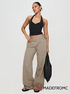 Paltrow Mid Rise Wide Leg Cargo Jeans Washed Brown