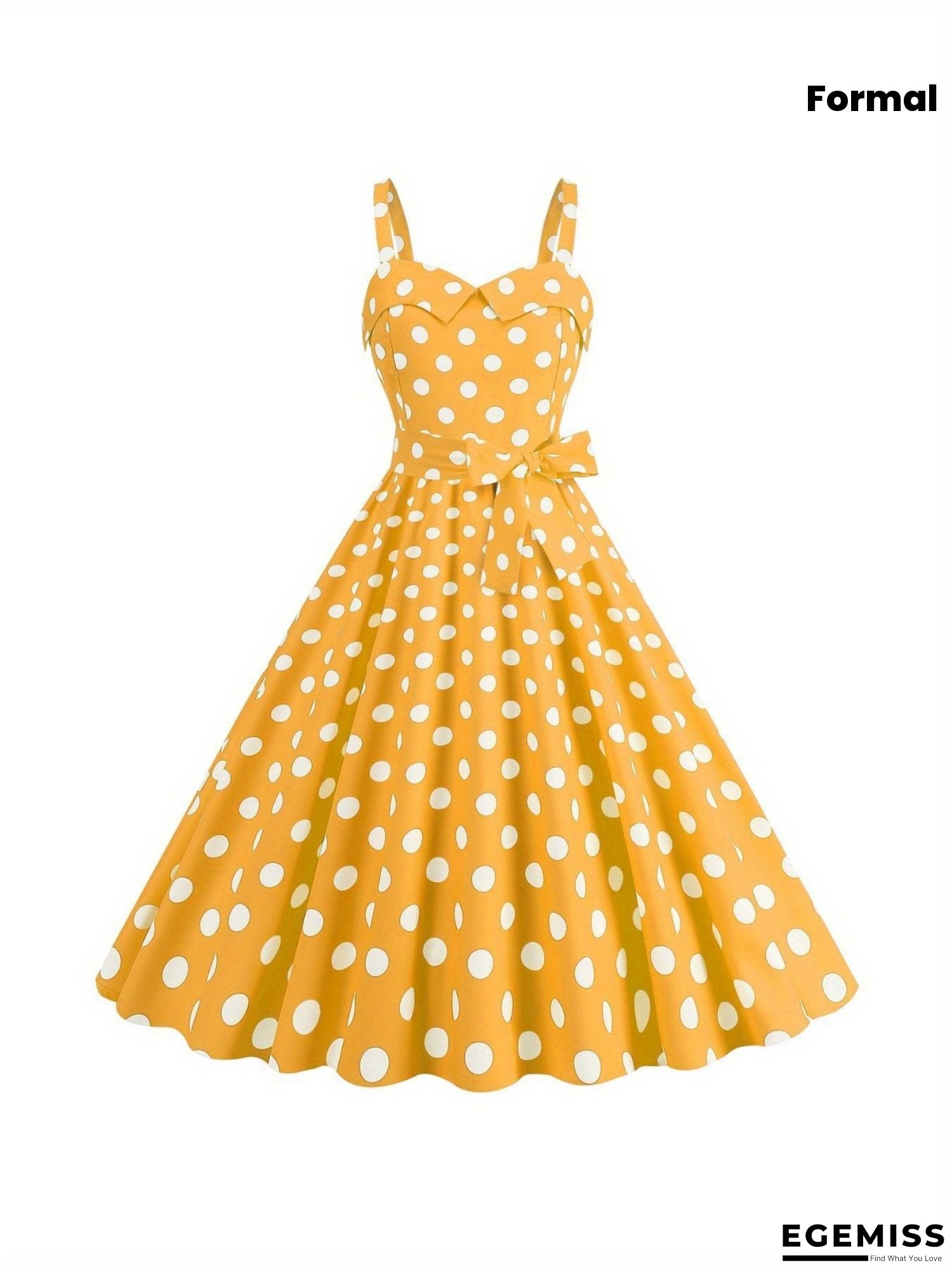 Women's Black And White Polka Dot Print Dress - Flattering Fit & Flare Silhouette, Spaghetti Strap Party Everyday Formal Attire - Machine Washable Elegant Cocktail Dress, Cocktail Dresses, Nontransparent Material | EGEMISS