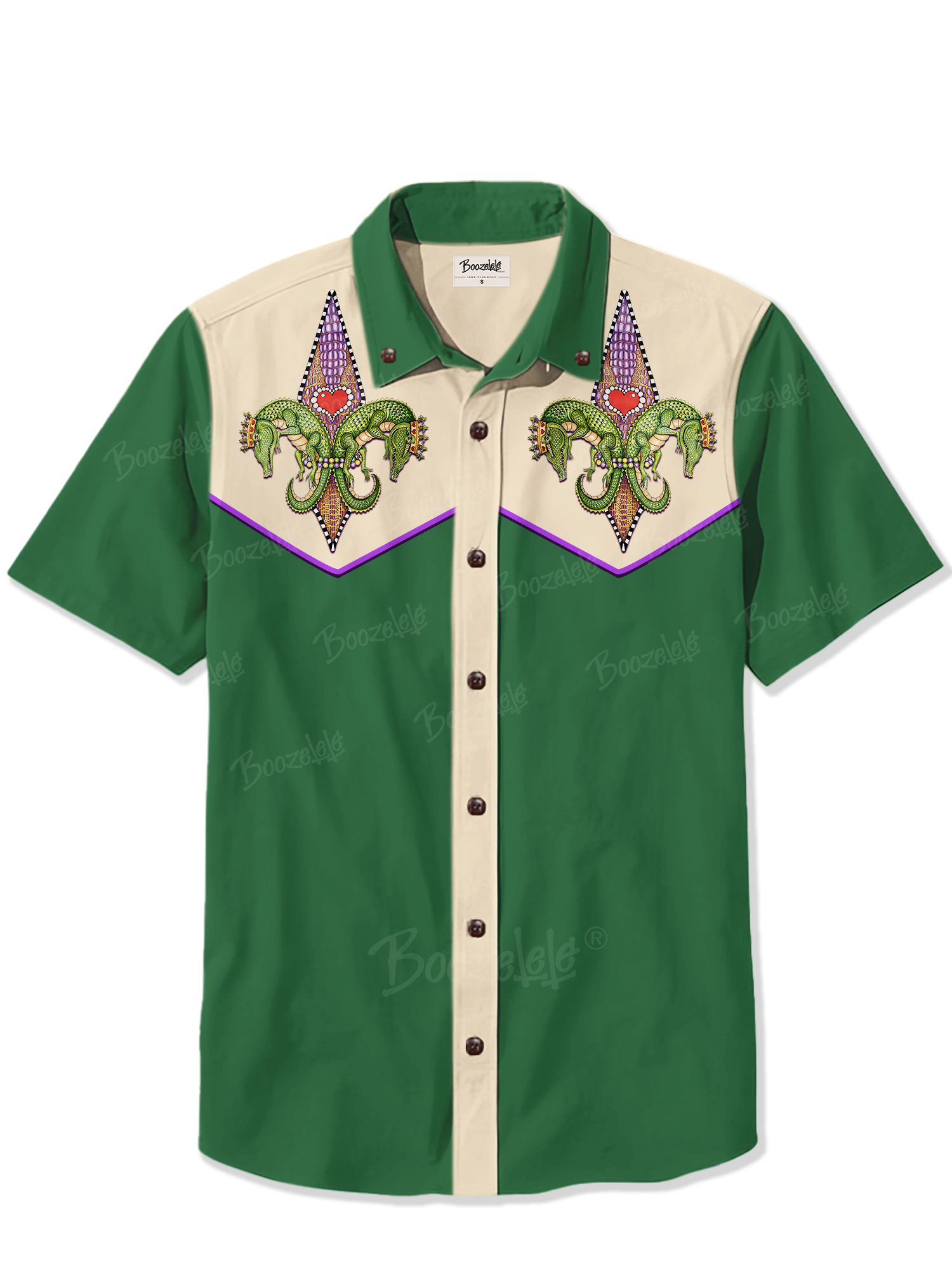 Mardi Gras Crocodile- 100% Cotton Shirt