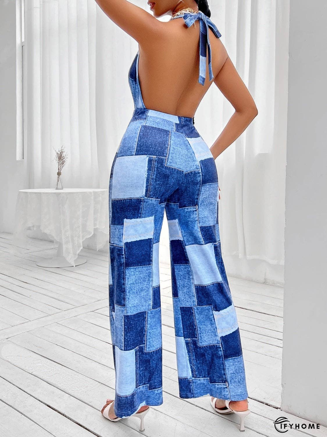 Patchwork Halter Neck Jumpsuit | IFYHOME