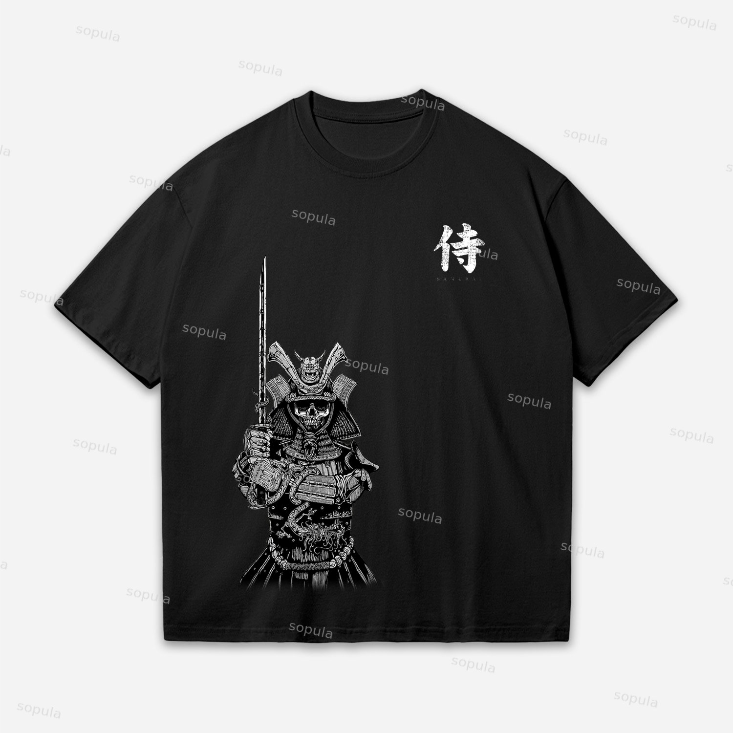Vintage Skull Samurai Graphics T-shirt