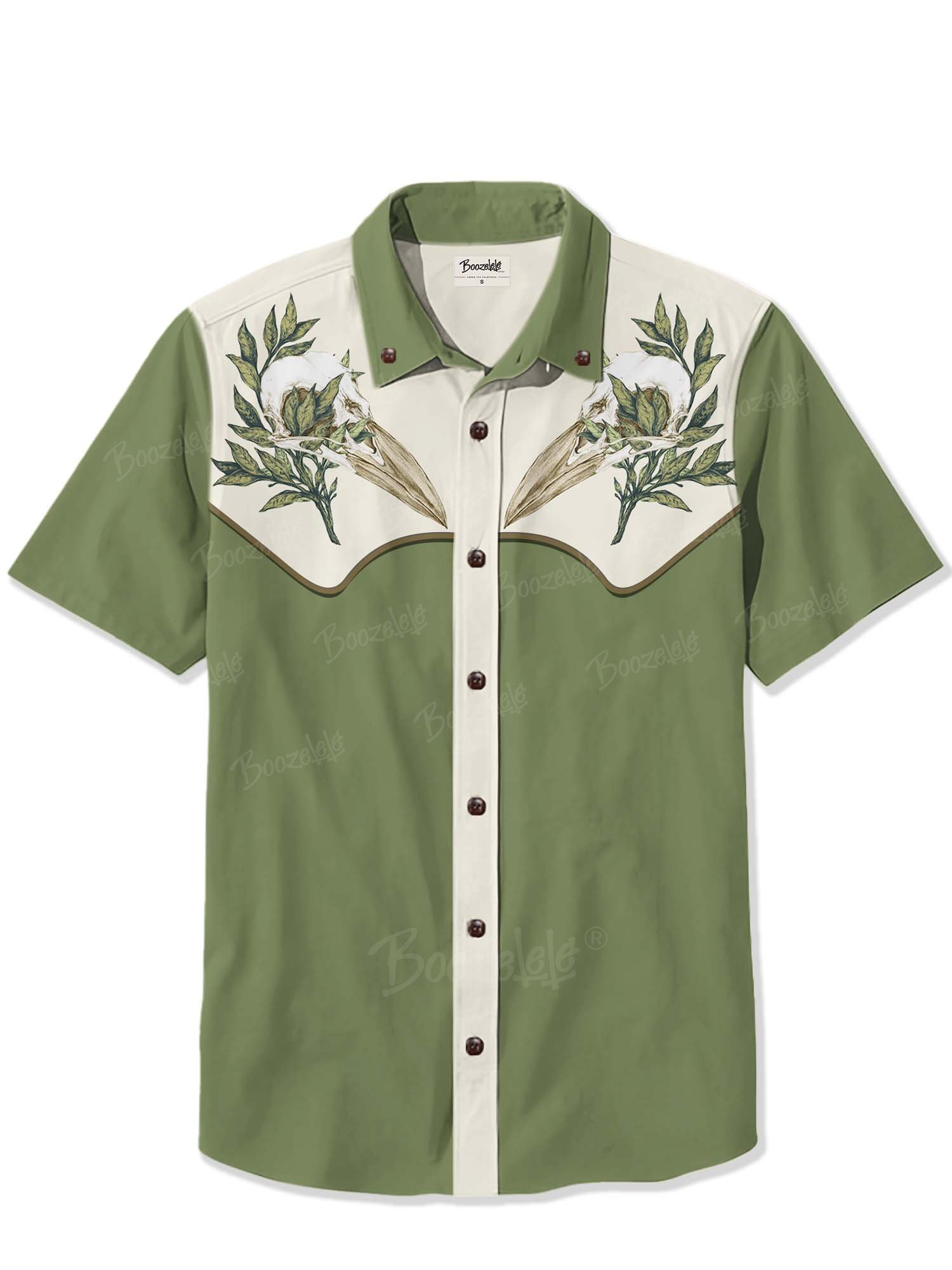Crow Skull And Flower - 100% Cotton Shirt