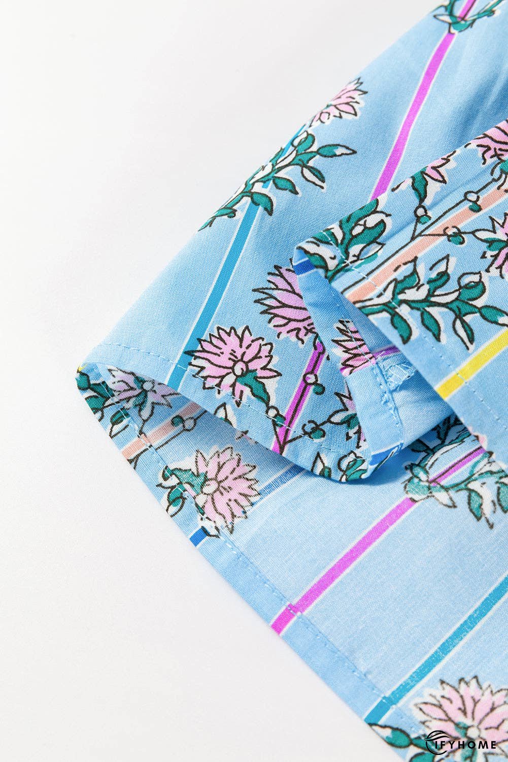 Smocked Floral Print Tie Neck Blouse | IFYHOME