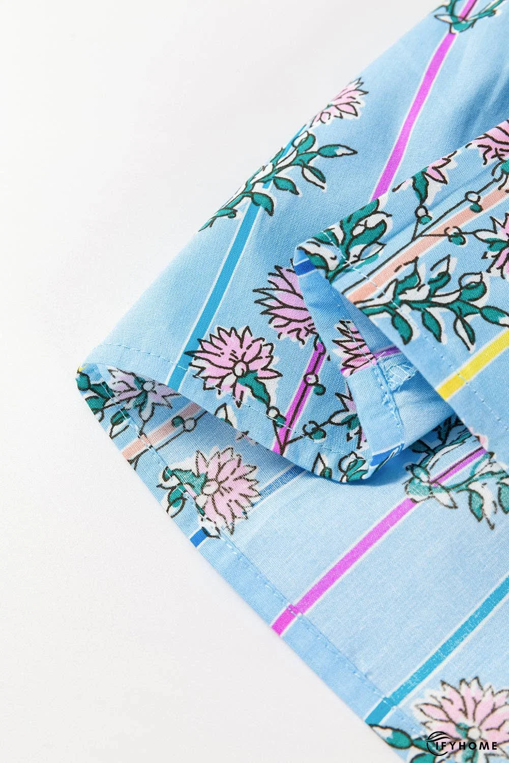 Smocked Floral Print Tie Neck Blouse | IFYHOME