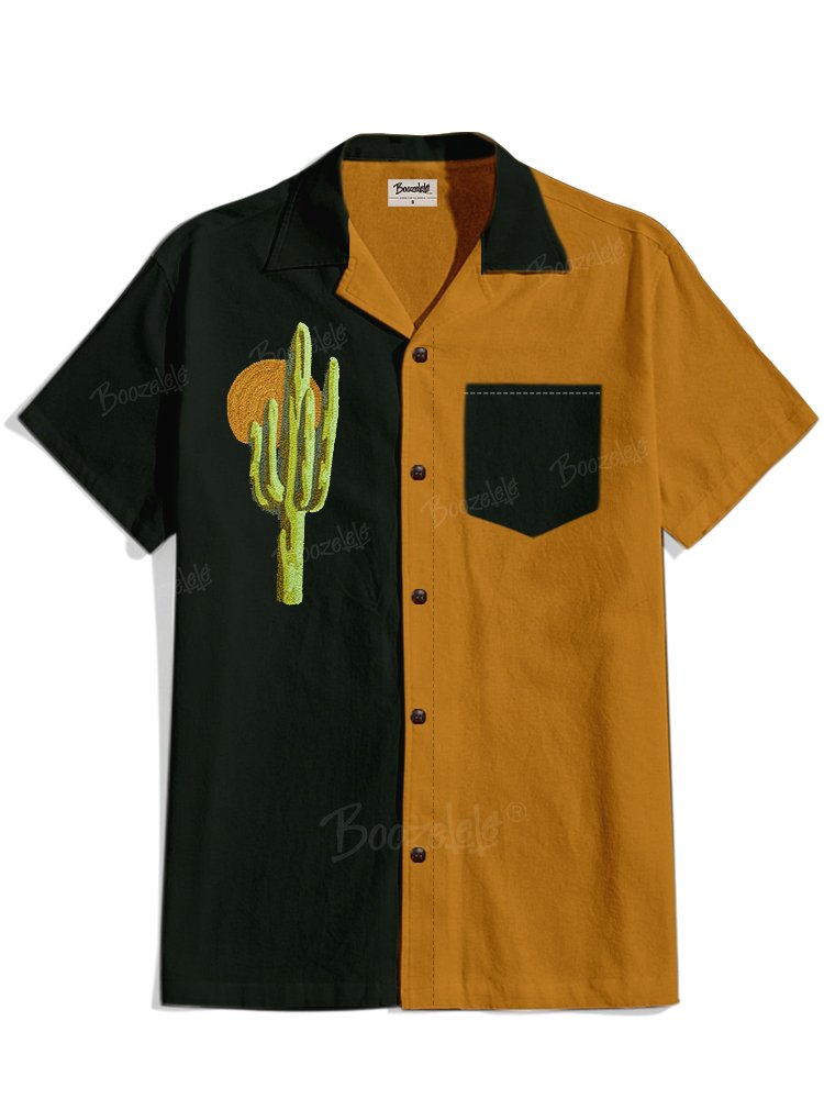 West Desert Cactus - 100% Cotton Cuban Collar Shirt