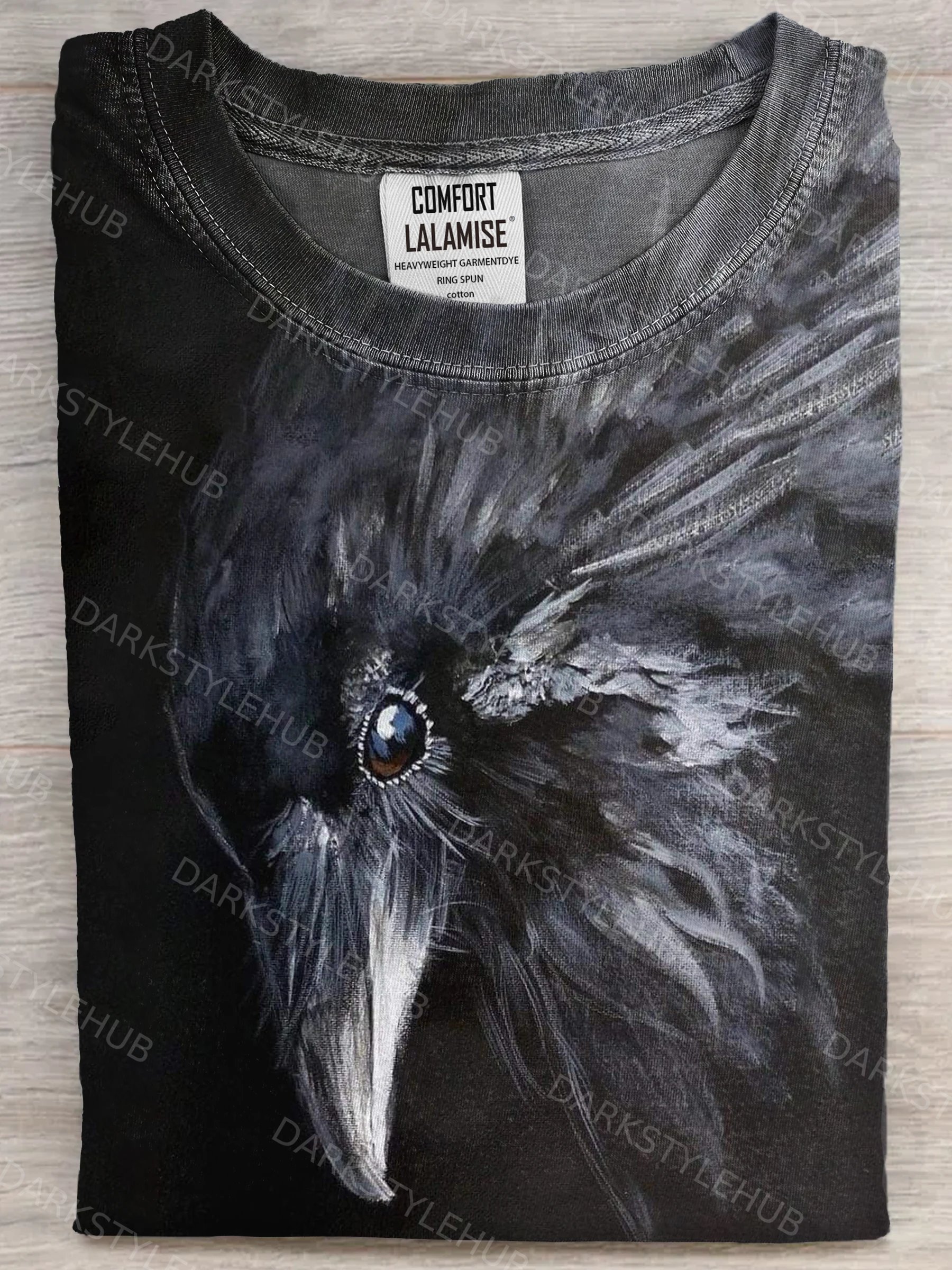 Cool Black Raven Art Print Casual Crew Neck Short Sleeve T-shirt