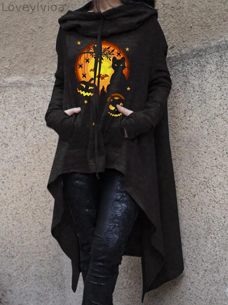 Halloween Hooded Long Sleeve Sweatshirt
