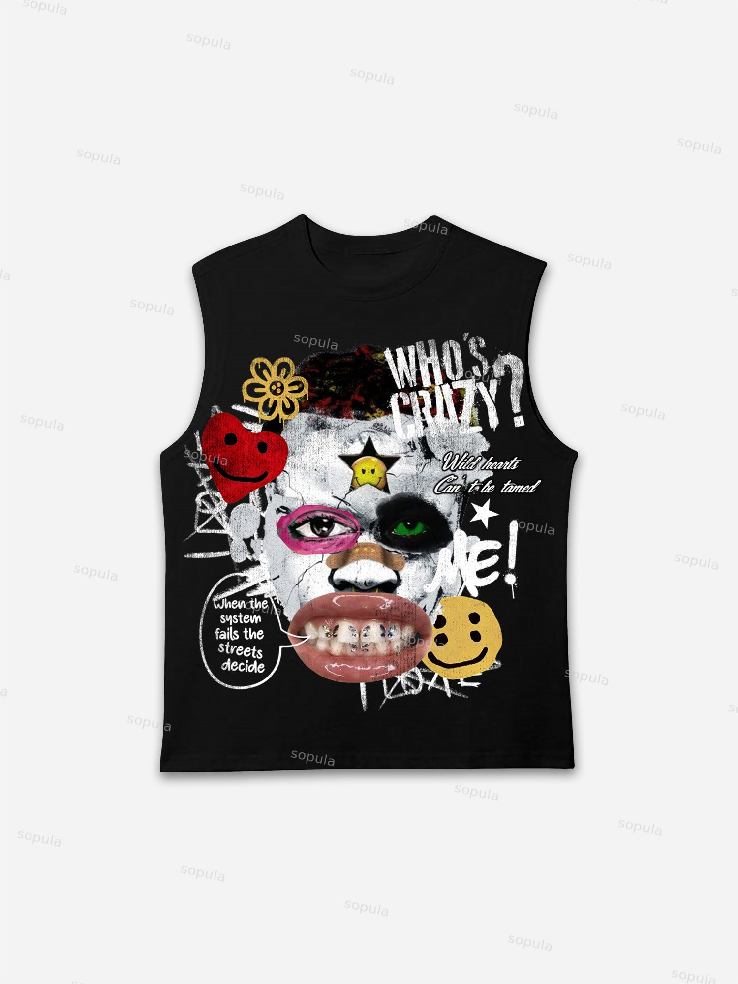 Abstract Portrait People Collage Vintage Graphic Tank Top