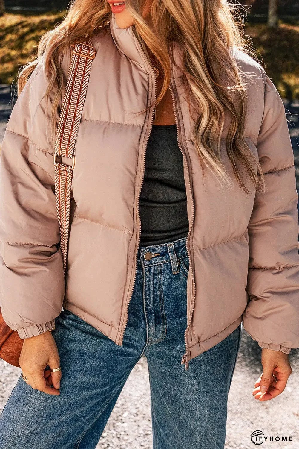 Turtleneck Zip Up Long Sleeve Winter Coat | IFYHOME