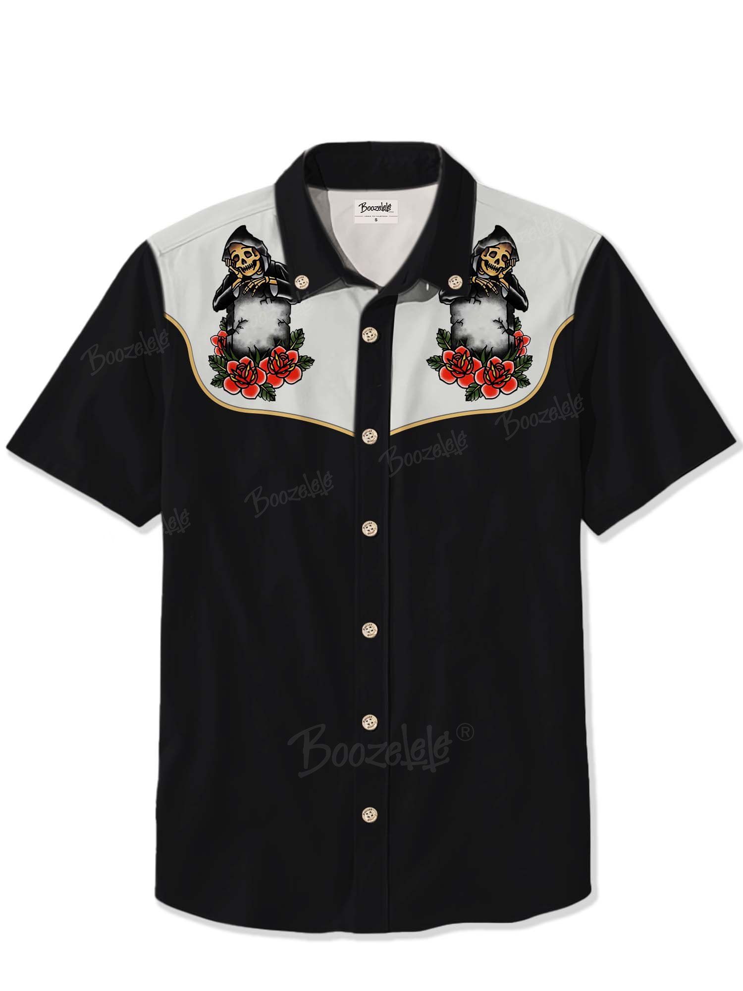 Halloween Grim Reaper And Tombstone - 100% Cotton Shirt