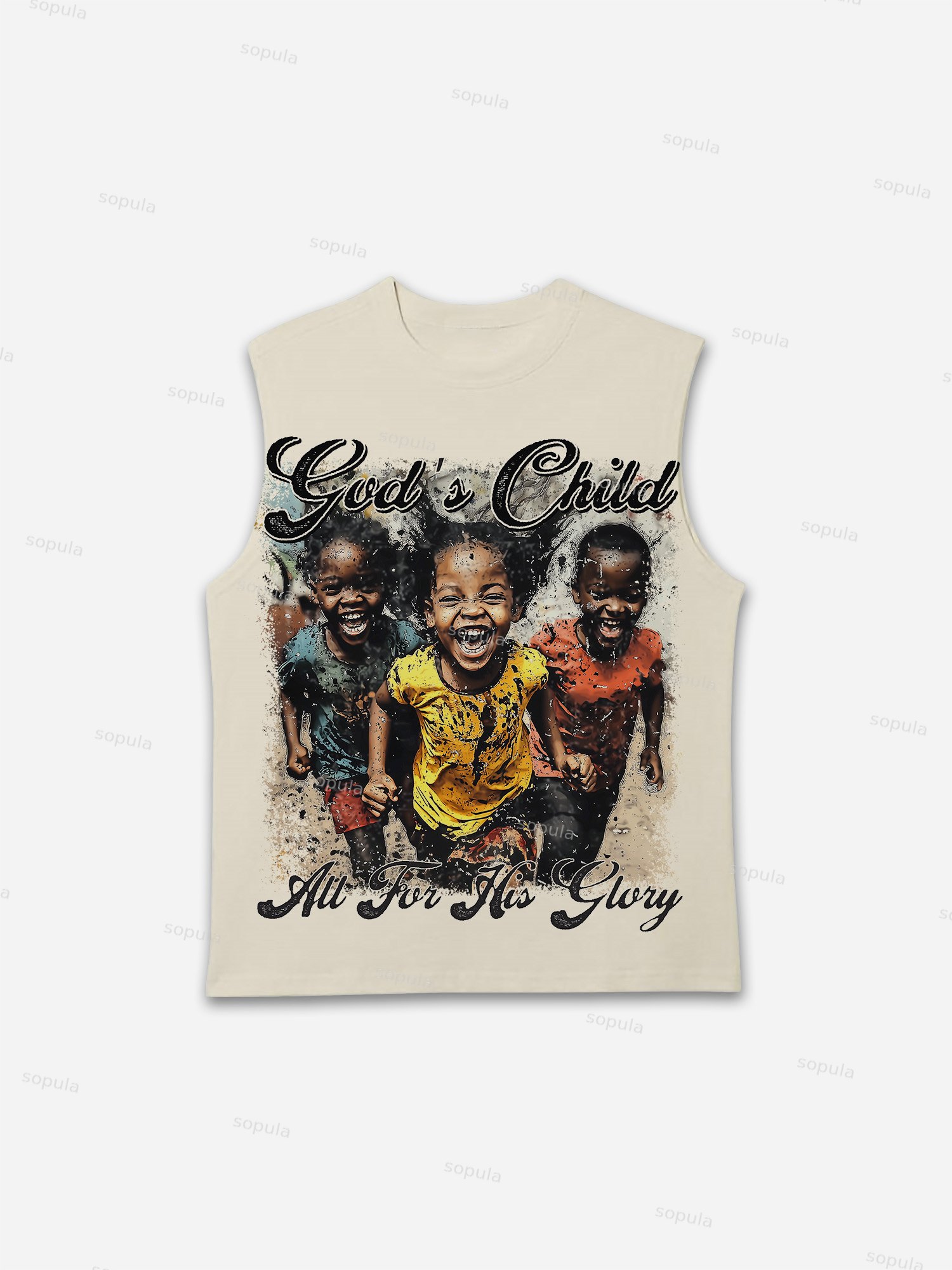 Vintage‘god's Child, All For His Glory’graphic Tank Top