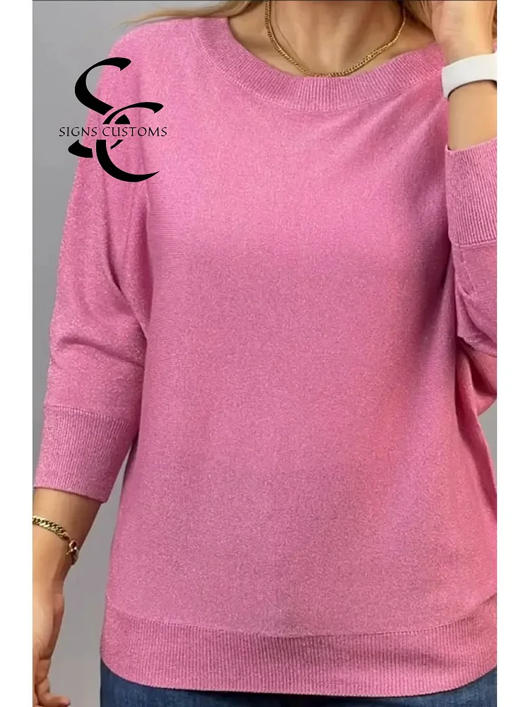 Women's Boat Neck Shiny Knit Sweater