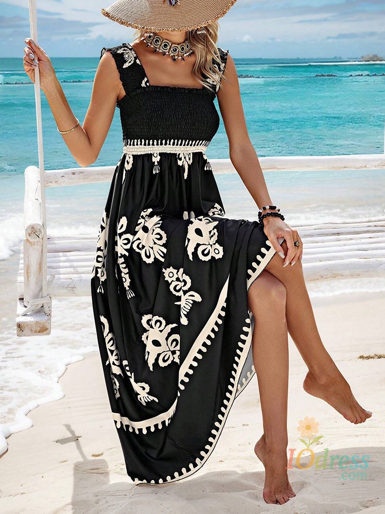 IO Dress Summer Women's Floral Spaghetti Strap Long Dress,Womens Beach Dresses,Woman Clothing,Woman Clothes,Sundress,New In Dress 2025 IO Dress