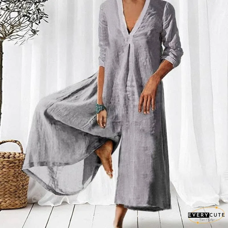 Women Elegant 3/4 Sleeve Loose Party Jumpsuits Summer Casual Wide Legger Rompers Overalls
