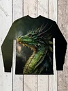 Unisex Dragon Art Print Crew Neck Long Sleeve T-Shirt