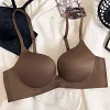 Bras-Non-marking beauty back gathering glossy bra soft steel ring on thin under thick underwear comfortable soft lingerie-Bras