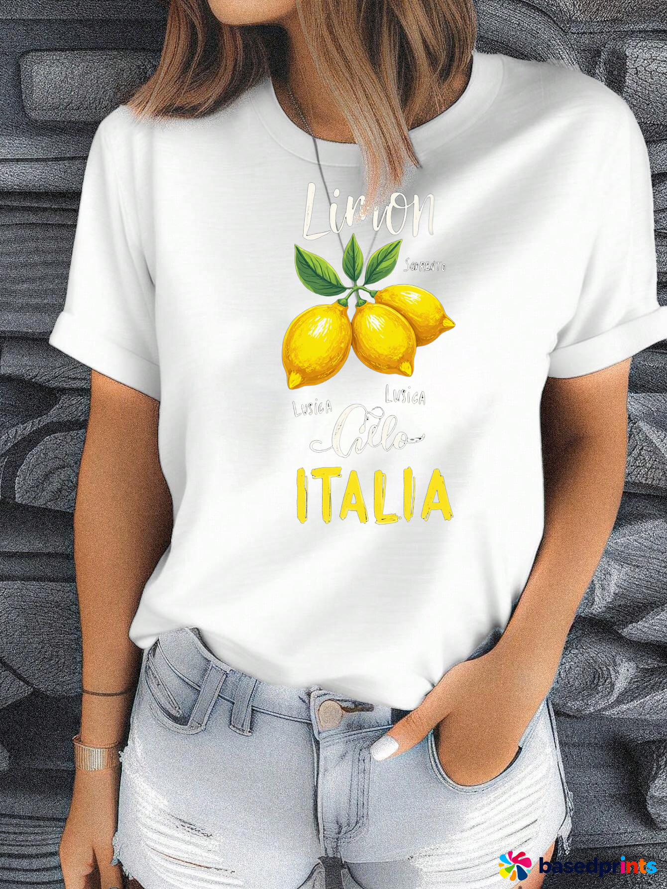 Lemon Print White T-Shirt Women Casual Short Sleeve Tops