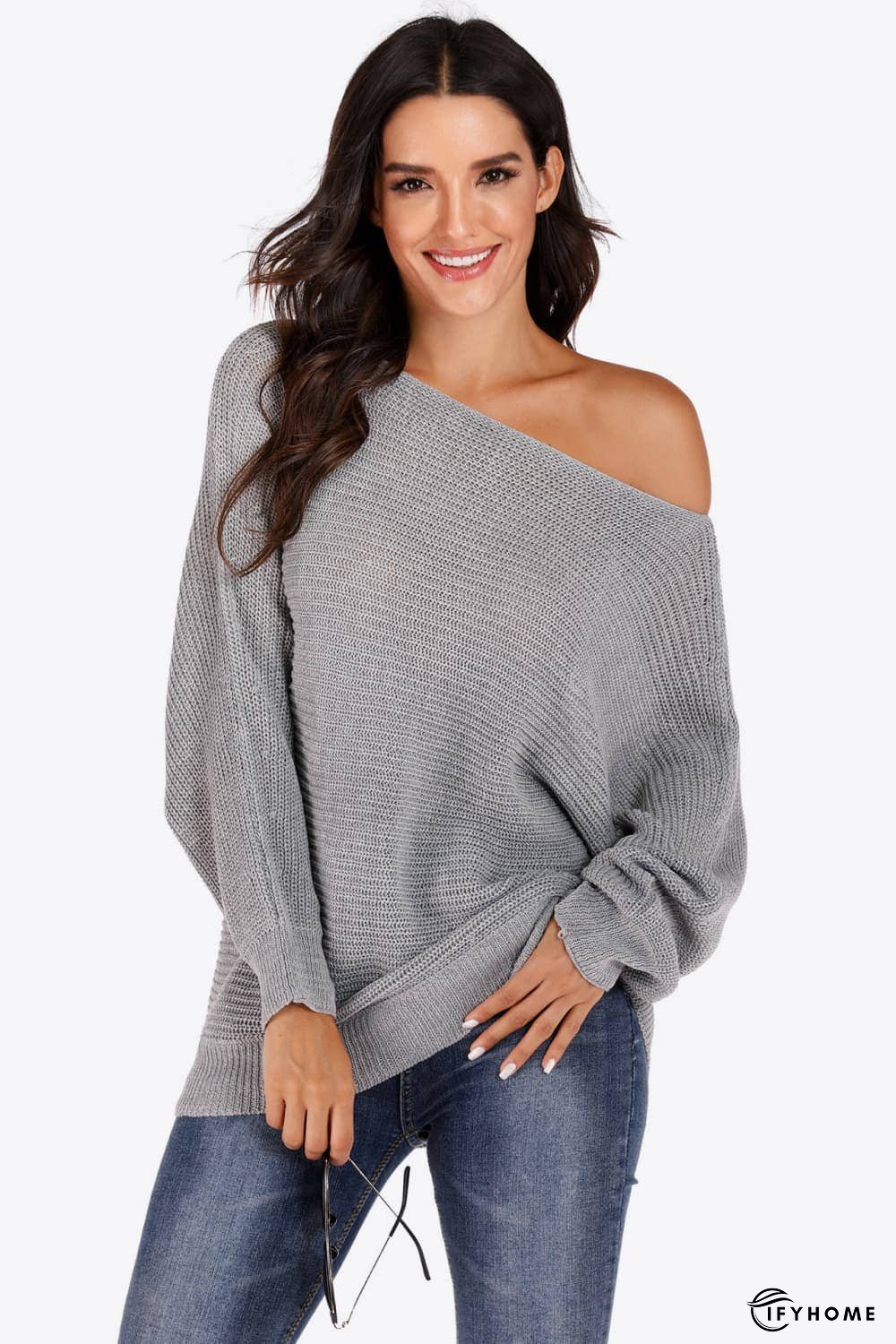One Shoulder Dolman Sleeve Sweater | IFYHOME