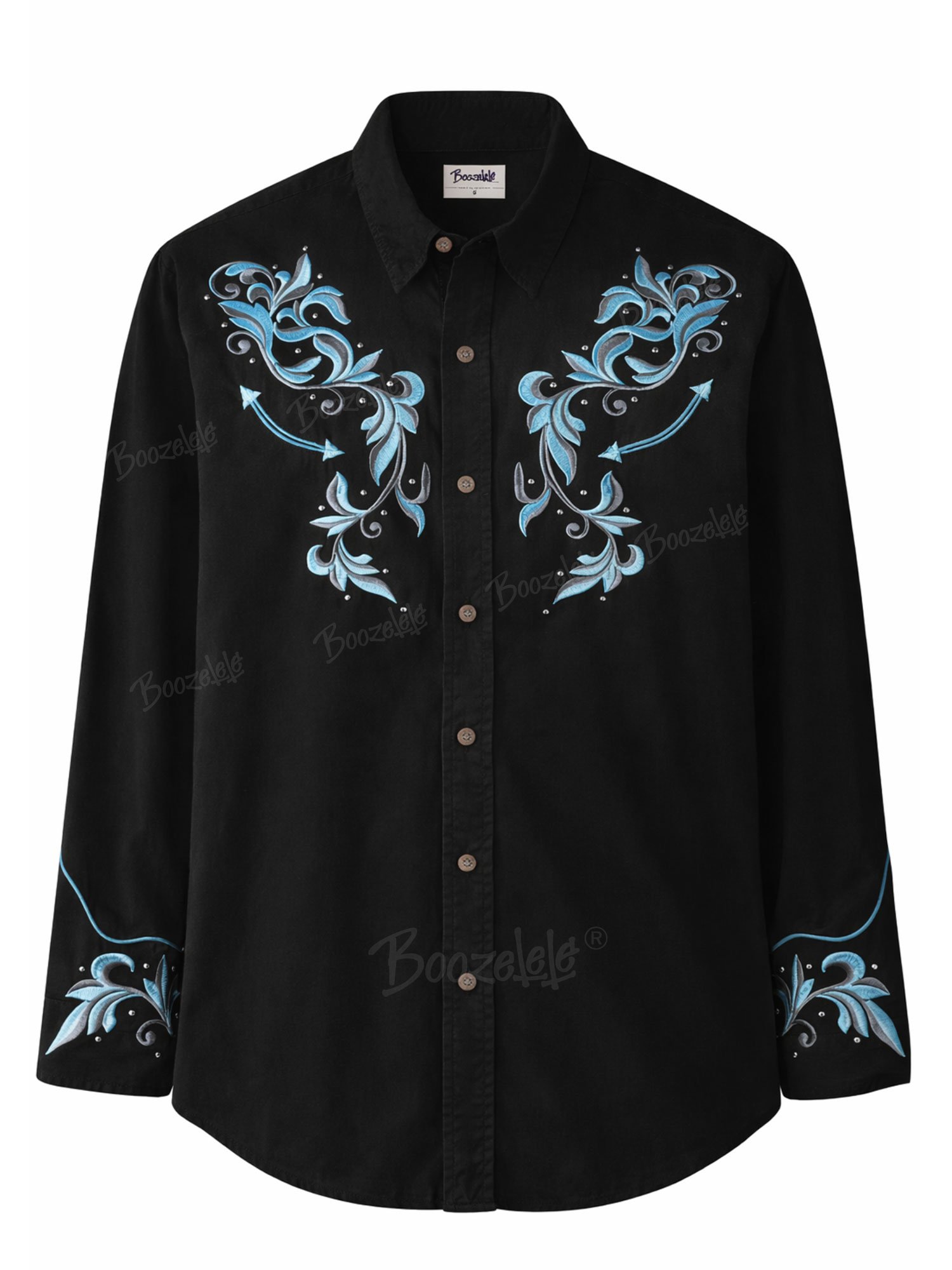 【Embroidery】Men'S Western-Style Vintage Patterned Long-Sleeved Shirt- 100% Cotton Shirt