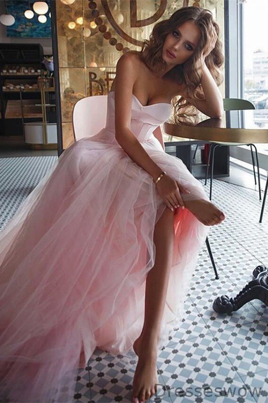 Dresseswow Pink Sweetheart Prom Dress Tulle Long On Sale