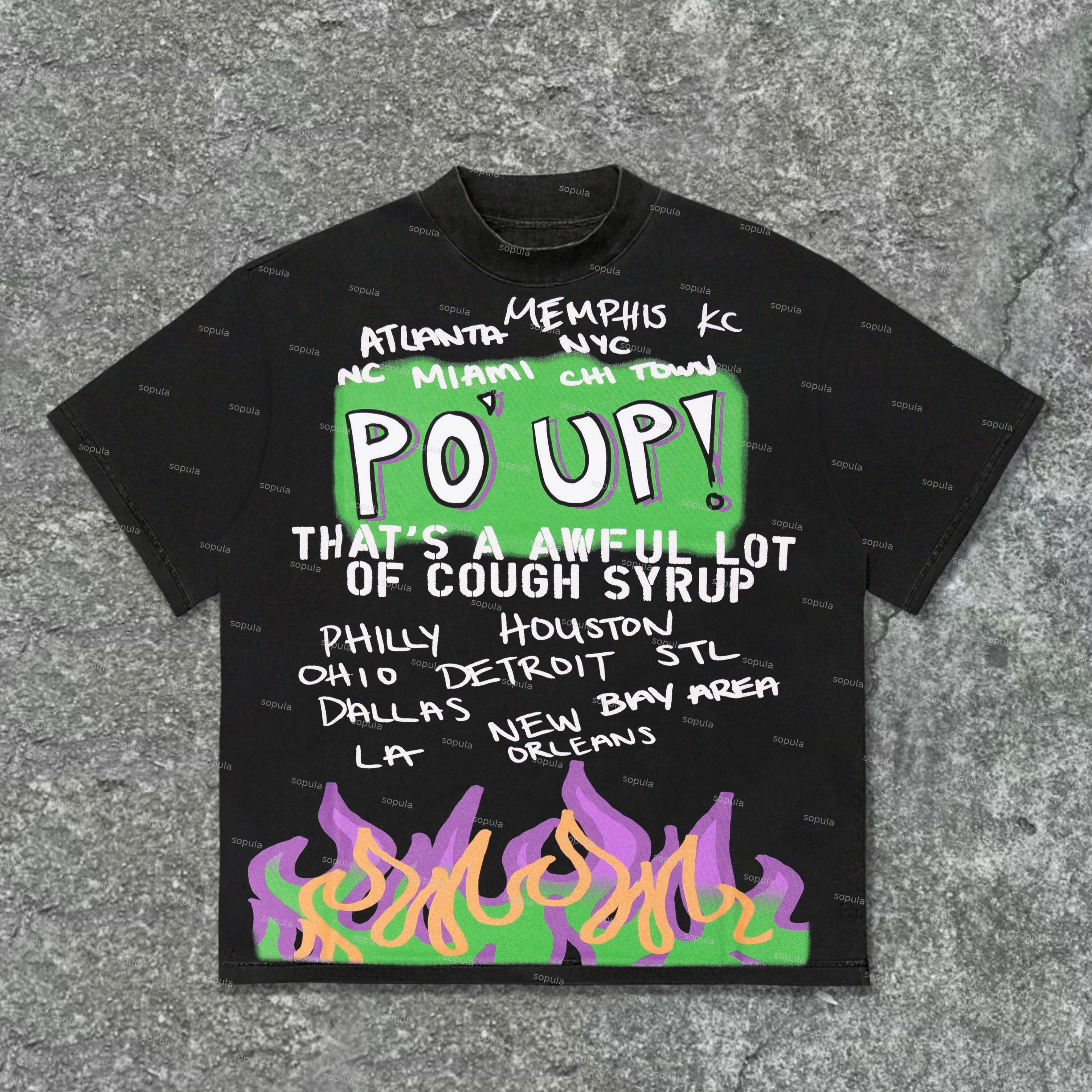 That's A Awful Lot Of Cough Syrup Po Up Graphic Cotton T-Shirt - Sopula｜Premium Graphic Tees & Graphic Clothing
