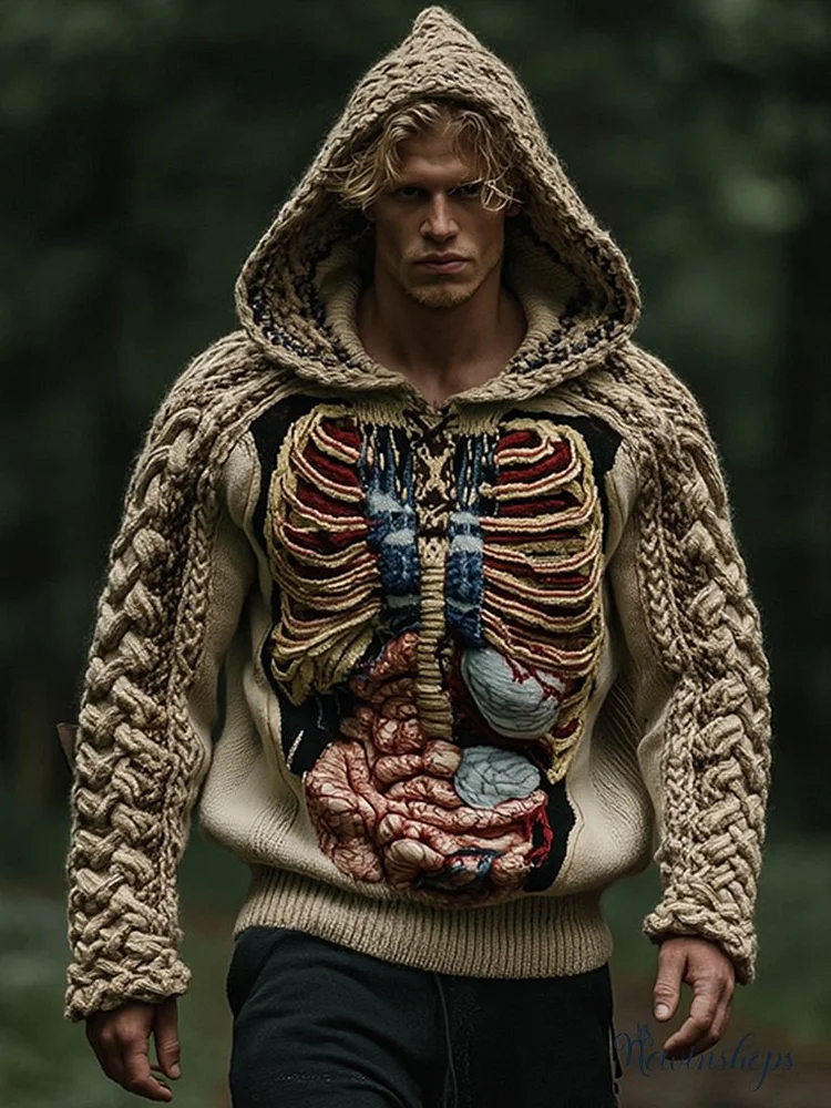 Classic  Halloween Anatomy Art Chunky Knitted Sweater