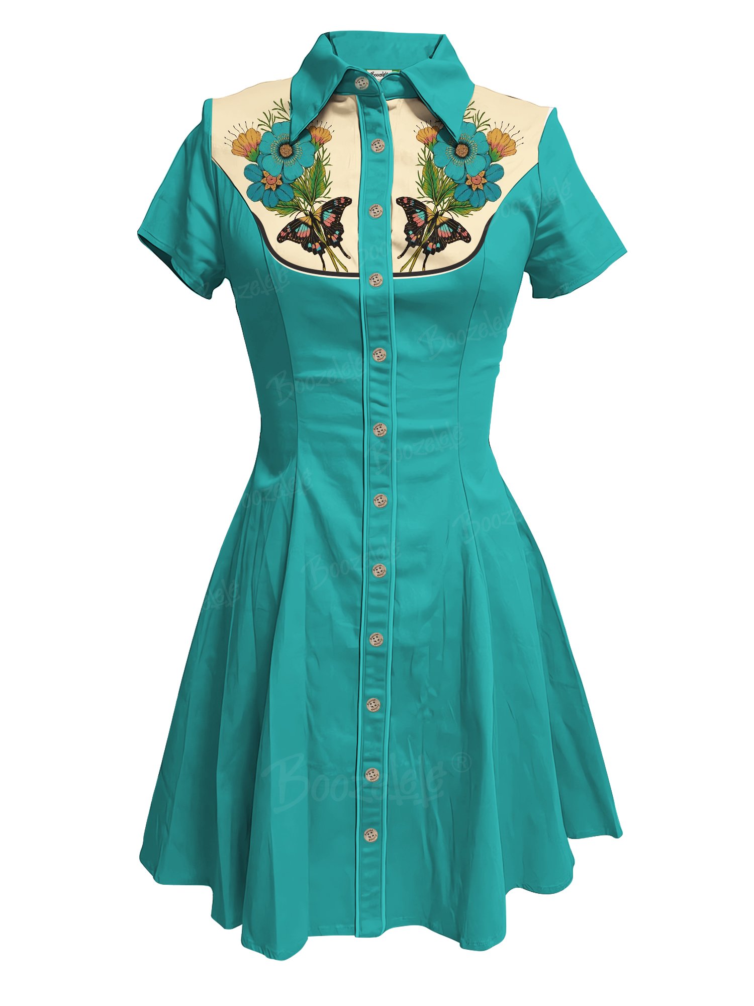 Vintage Butterfly And Flower - 100% Cotton Dress
