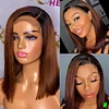 Black Gradient Dark Brown Brazilian Straight Hair BOB Wigs Lady Wig
