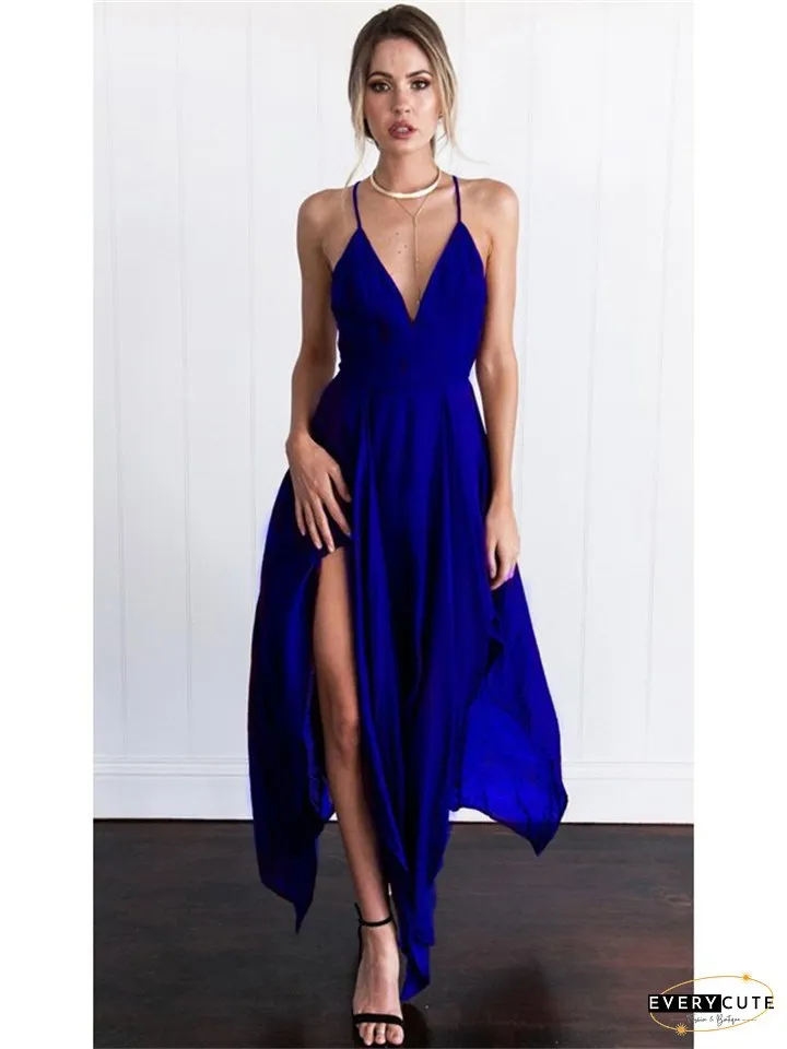Sexy V-neck Backless High Waist Dress