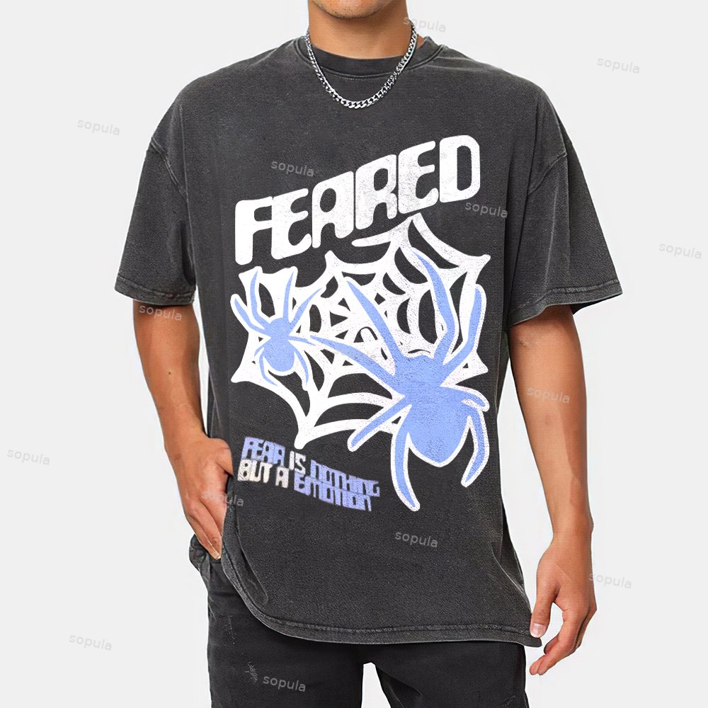 Sopula Vintage Feared Spider Print Washed T-Shirt - Sopula｜Premium Graphic Tees & Graphic Clothing