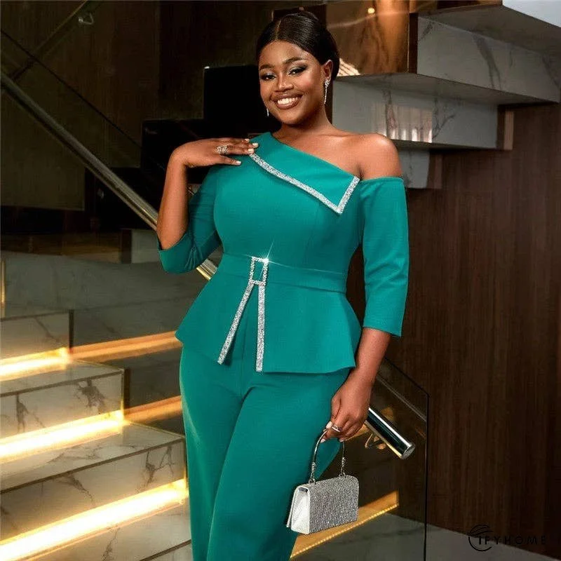 Slanted Neck Off Shoulder Party Jumpsuit | IFYHOME