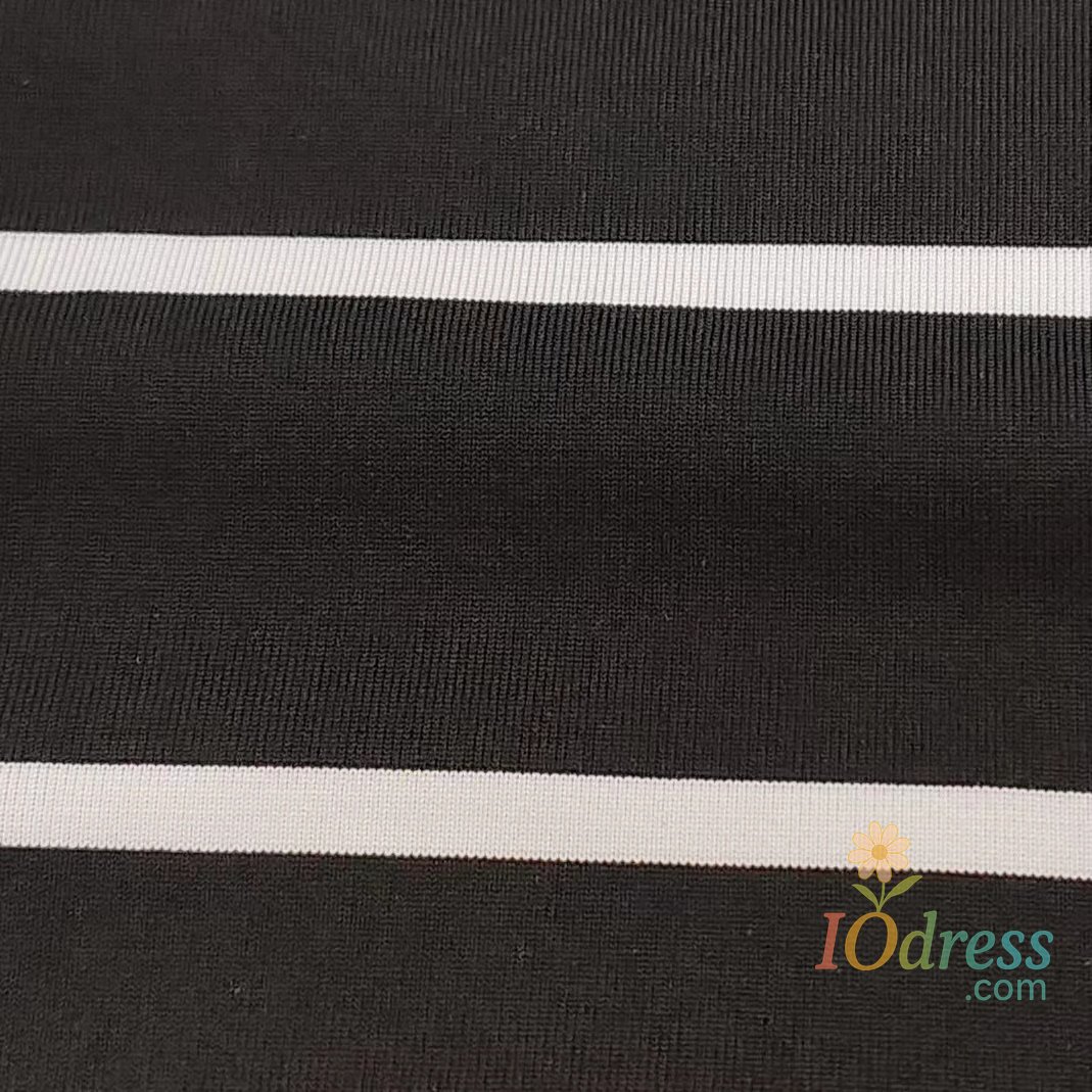 IO Dress Elegant Black and White Striped Side Slit Vacation Dress