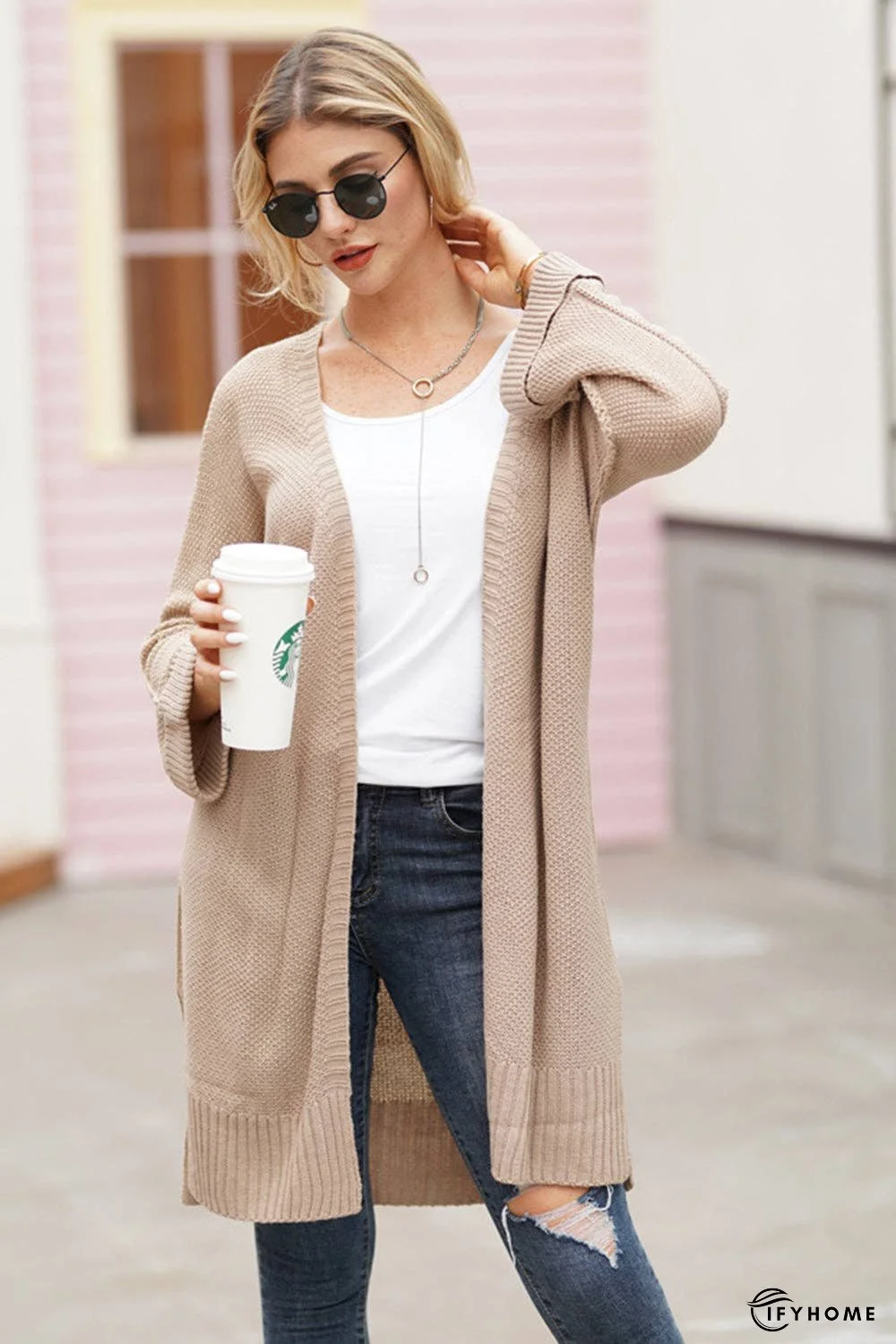 Open Front Long Sleeve Cardigan | IFYHOME