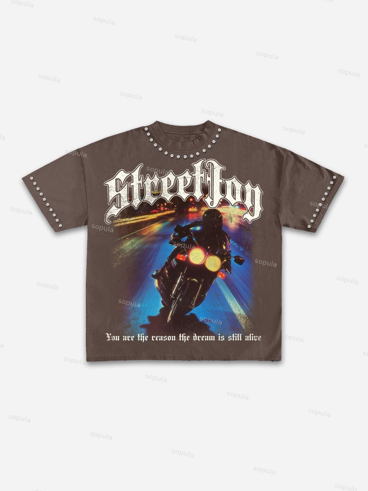 Hot Diamonds Street Fun Motorcycle Vintage Graphic Cotton T-shirt