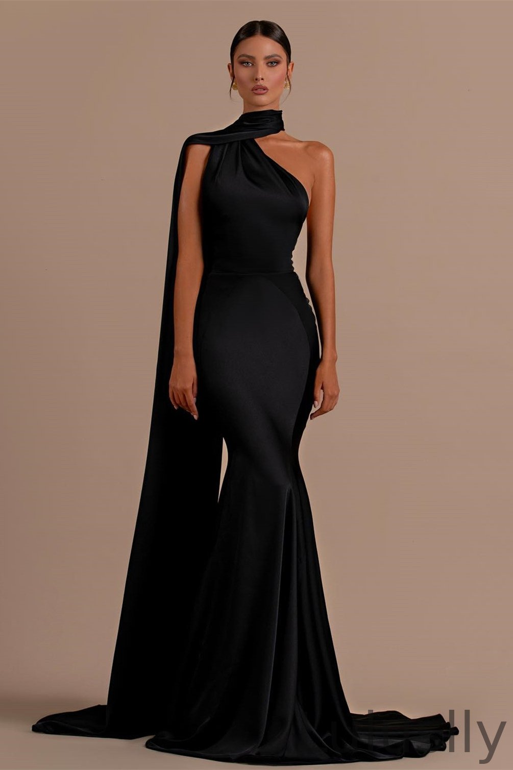 Luluslly Black High Neck Prom Dress Mermaid Long Backless