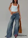 Paltrow Mid Rise Wide Leg Cargo Jeans Mid Blue Wash