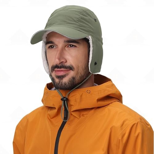Home Prefer Winter Earflap Hat for Men Women Sherpa-Lined Baseball Cap Water-Resistant Reflective Adjustable Sports Hat