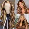 Brown Mixed Gold Body Wavy Hair Wig