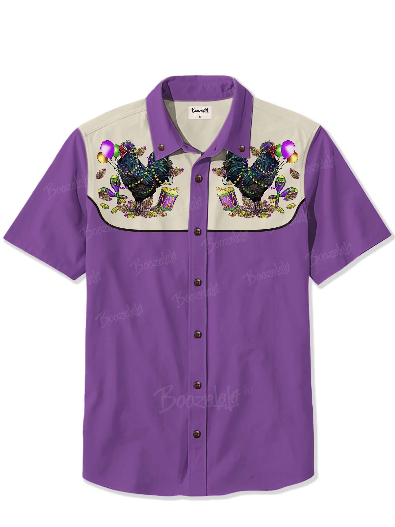 Mardi Gras Roosters - 100% Cotton Shirt