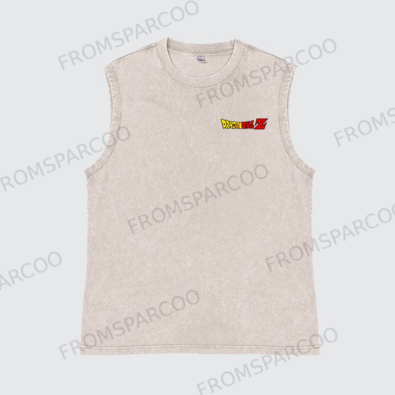 Casual Batik Washed Dragon Ball Animation Printed Fitness Tank Top
