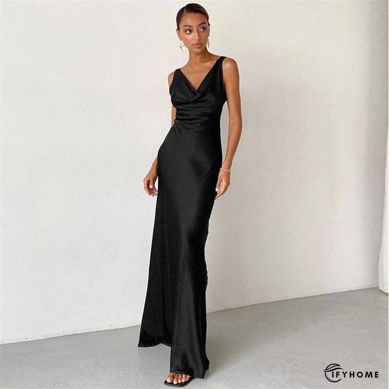 Stylish Black Sleeveless Backless Gowns Long Dresses | IFYHOME